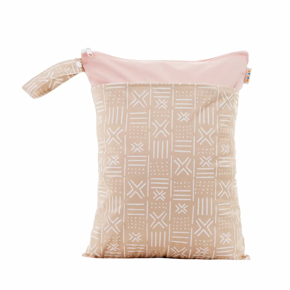 Waladi medium waterproof wet bag in Rainbow Terracotta design