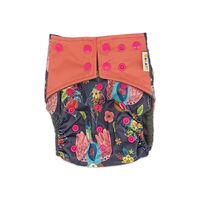 Floral Bird Dark Bamboo Charcoal Cloth Nappy