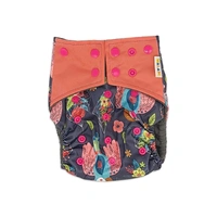 Floral Bird Dark Bamboo Charcoal Cloth Nappy