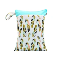 Waterproof Double Zip Wet Bag Light Colourful Feathers 30x40cm