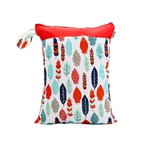 Waterproof Double Zip Wet Bag Red & Colourful Feathers 30x40cm