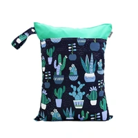 Waterproof Double Zip Wet Bag Navy Cactus 30x40cm