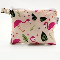 Small Waterproof Wet Bag with Zip 19 x 16cm - Pink Flamingo Design