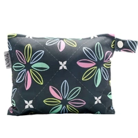 Small Waterproof Wet Bag with Zip 19 x 16cm - Dark Flowers Design