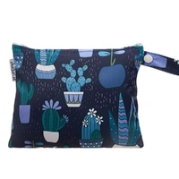 Small Waterproof Wet Bag with Zip 19 x 16cm - Cactus Design