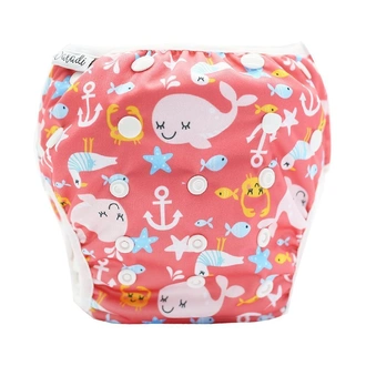 Reusable Swim Nappy - Pink Whales