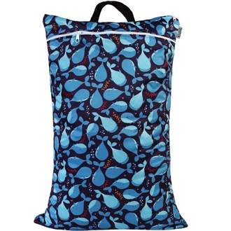 Waterproof Double Zip Large Wet Bag Whales 40x70cm