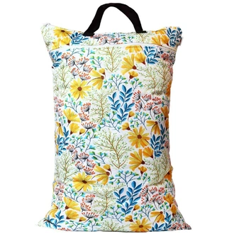 Waterproof Double Zip Large Wet Bag Yellow Flowers 40x70cm