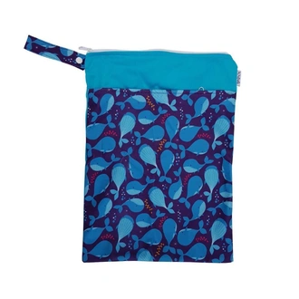 Waterproof Double Zip Wet Bag Blue Whales 30x40cm - Medium