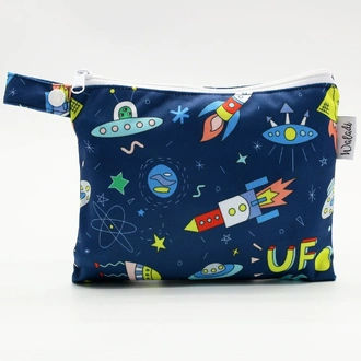 Small Waterproof Wet Bag with Zip 19 x 16cm - Rocket & Space Design