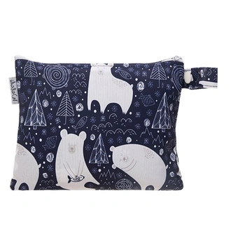 Small Waterproof Wet Bag with Zip 19 x 16cm - Sleepy Bear Design